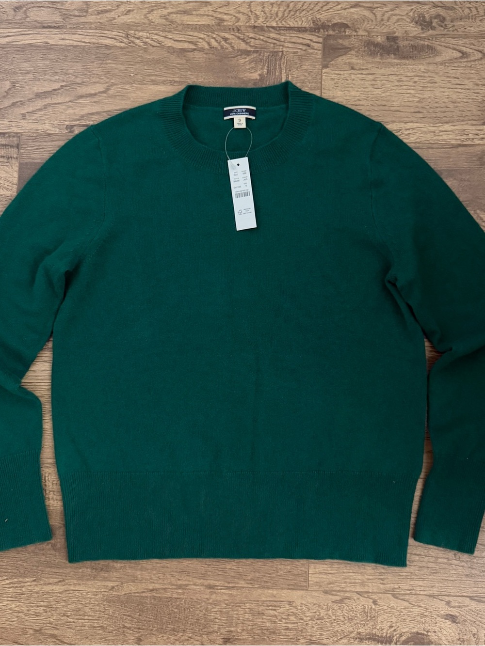 NWT$148 J. Crew π― Cashmere Classic Fit Crewneck Sweater in Emerald Green S Small - Picture 2 of 6
